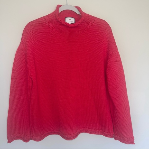 Tuckernuck Caldwell Roll Neck Sweater in Apple Red M 100% Wool Super Soft NEW! - Picture 2 of 7